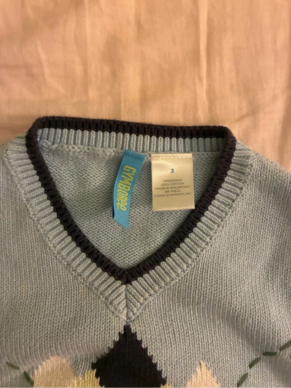 Gymboree Light Blue Argyle Knit Vest with Navy and Cream